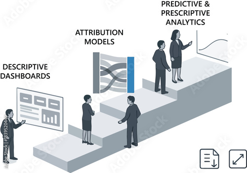  Analytics Maturity Path — Dashboard to Predictive Forecasting Infographic Vector