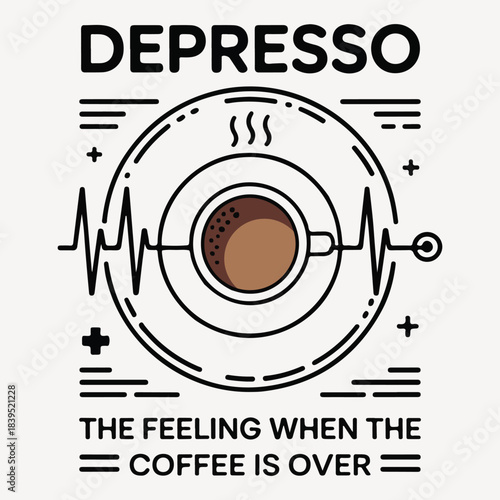 Depresso Funny Coffee Heartbeat Quote T Shirt Design