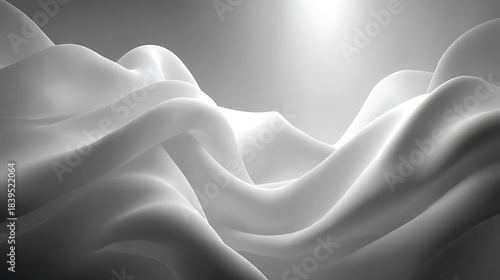 Soft undulating photo white abstract landscape with bright light from above background