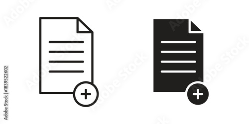 Add document icons illustration, line art, glyph style vectors