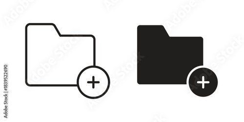 Add folder icons illustration, line art, glyph style vectors