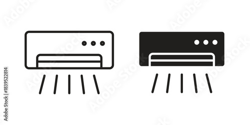 Air conditioner icons illustration, line art, glyph style vectors