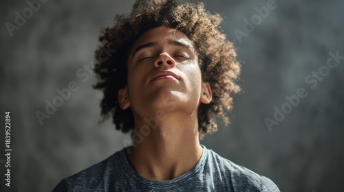 Focused Adult Practicing Calm Breathing for Anxiety Reduction