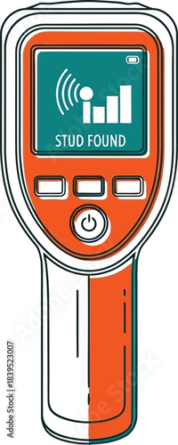 Stud Finder Tool: A modern stud finder tool. It has an screen and clearly displays the stud location.