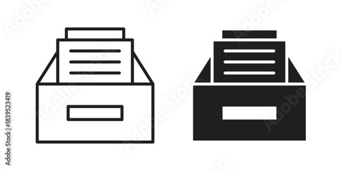 Archive icons illustration, line art, glyph style vectors