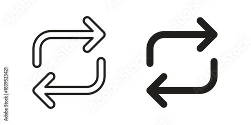 Arrows repeat icons illustration, line art, glyph style vectors