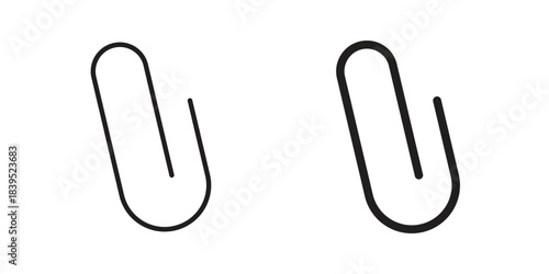 Attachment clip icons illustration, line art, glyph style vectors