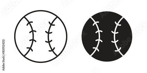 Baseball icons illustration, line art, glyph style vectors