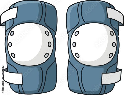 Protective Knee Pads Illustration: Depicting two blue knee pads against an unobtrusive backdrop, essential gear for sport or work. Demonstrating safety and preparedness.