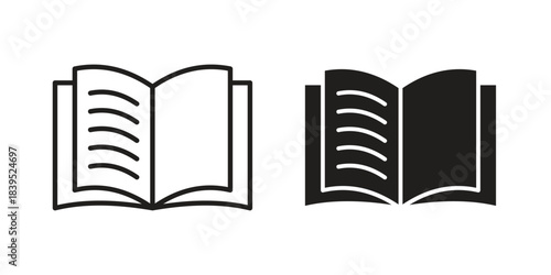 Book icons illustration, line art, glyph style vectors