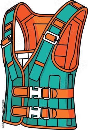 Safety Vest: A vibrant safety vest, rendered in a crisp, clean style, represents assurance for life.