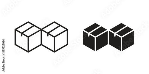 Boxes icons illustration, line art, glyph style vectors