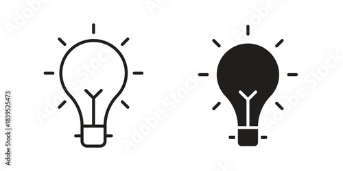 Bulb icons illustration, line art, glyph style vectors