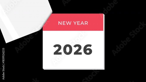 new year 2026 reveal page turn motion animation transparent alpha channel video fly