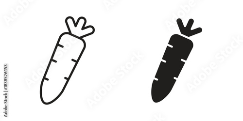 Carrot icons illustration, line art, glyph style vectors
