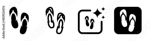 Rubber slippers icon for travel and beach themes in clean black vector illustration on transparent background