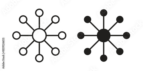 Chart connected icons illustration, line art, glyph style vectors