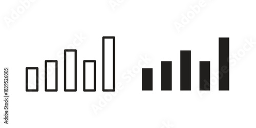 Chart histogram icons illustration, line art, glyph style vectors