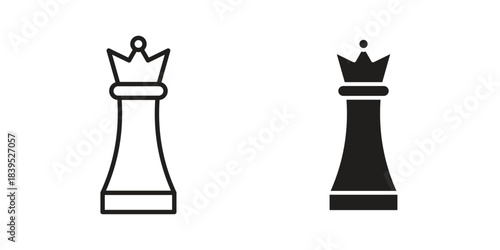 Chess icons illustration, line art, glyph style vectors