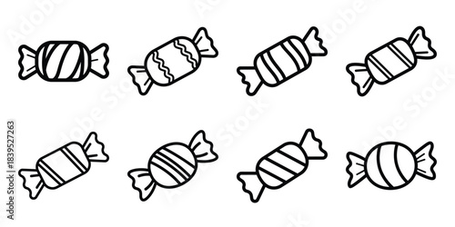 christmas gingerbread candy outline icon set. Holiday Icons illustration.