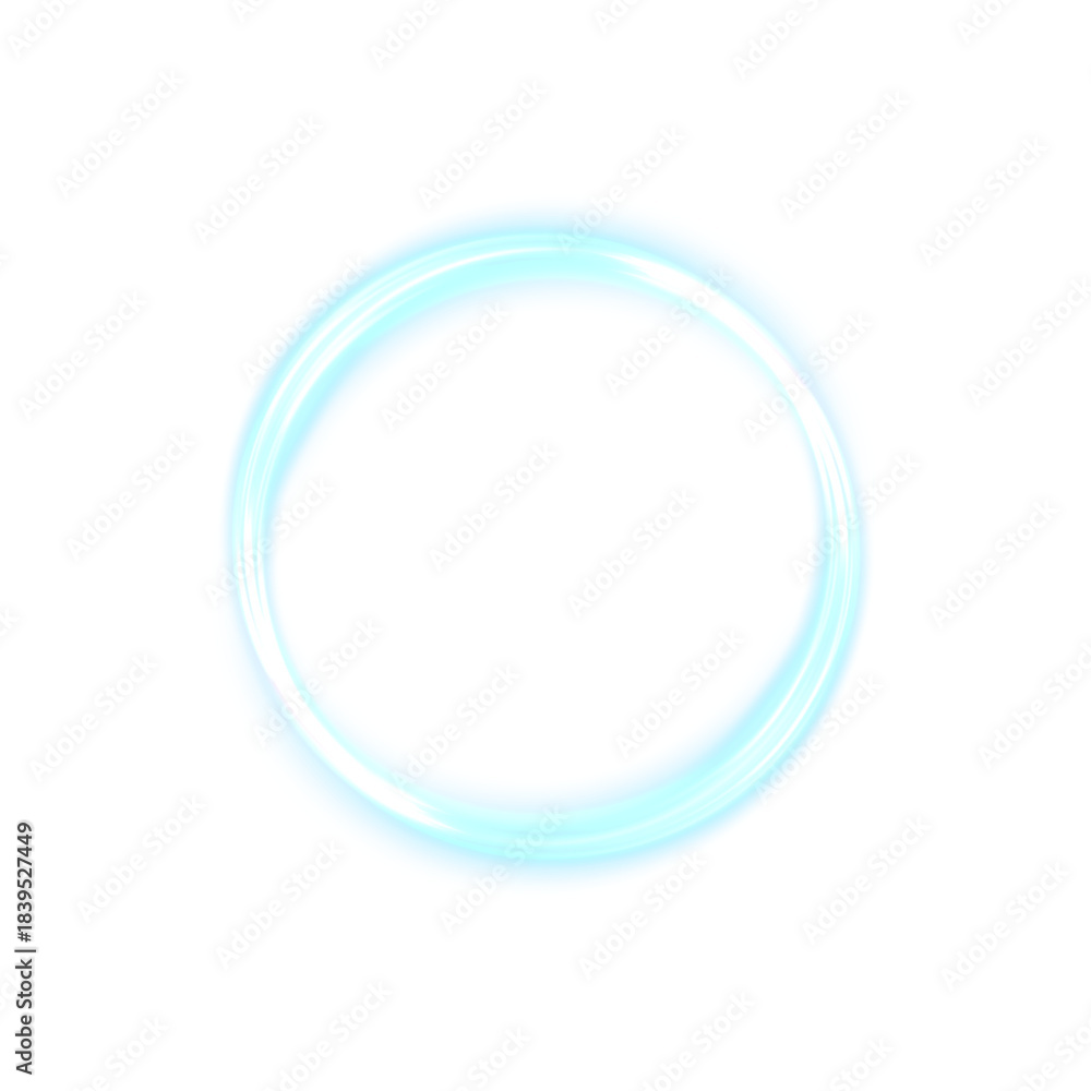 Fototapeta premium Glowing blue ring, circle with bright light and soft glow, suitable for portals, magical effects and sci-fi design elements.