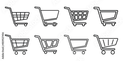 christmas holiday shopping cart outline icon set. Holiday Icons illustration.