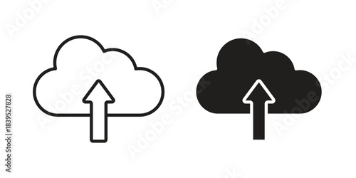 Cloud upload icons illustration, line art, glyph style vectors
