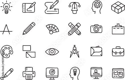 Collection of design icons for creativity and technology tools