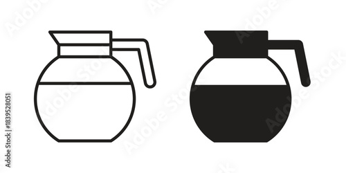 Coffee pot icons illustration, line art, glyph style vectors