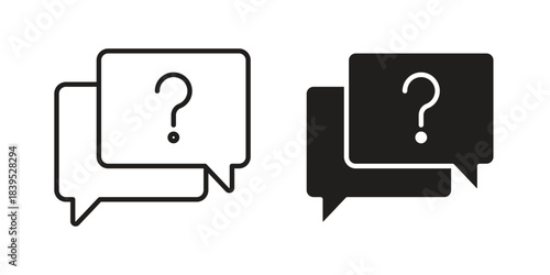 Comment question icons illustration, line art, glyph style vectors
