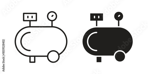 Compressor icons illustration, line art, glyph style vectors