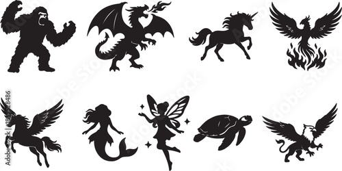 Epic Mythical Creatures and Fantasy Beasts Silhouette Collection