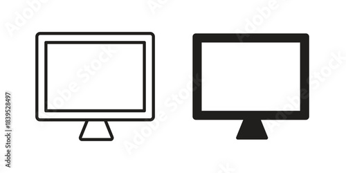 Computer screen icons illustration, line art, glyph style vectors