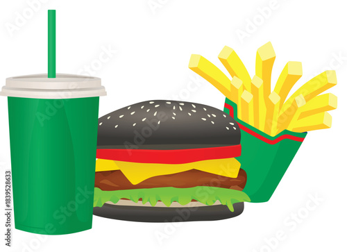 Fast food set, vector illustration	
