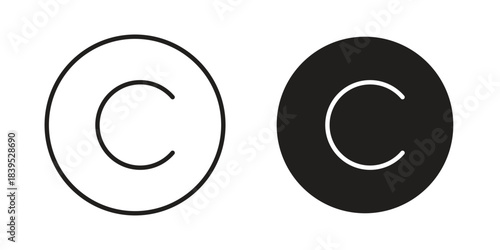 Copyright icons illustration, line art, glyph style vectors