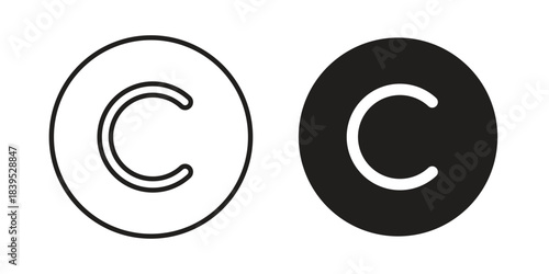 Copyright icons illustration, line art, glyph style vectors