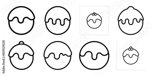 christmas pudding outline icon set. Holiday Icons illustration.