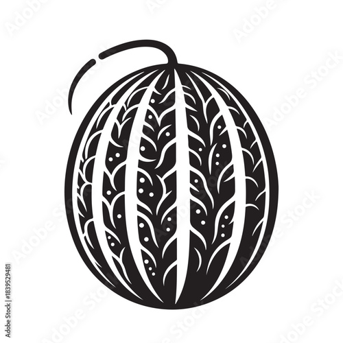 Muskmelon or Watermelon Silhouette with Slice Vector