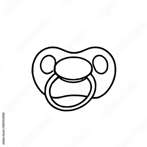 Black line art minimalist baby pacifier on white b