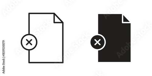 Delete Document icons illustration, line art, glyph style vectors