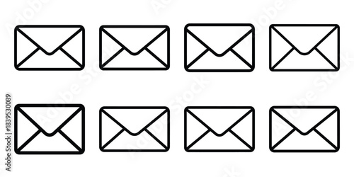 christmas santa mail letter outline icon set. Holiday Icons illustration.