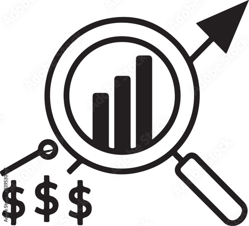 Dollar rate increase vector icons. Cost increase vector signs set
