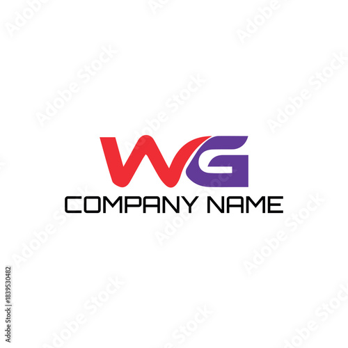 letters wg muscles logo design vector