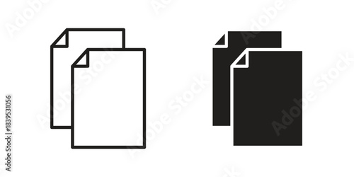 Duplicate icons illustration, line art, glyph style vectors