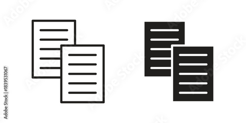 Duplicate icons illustration, line art, glyph style vectors