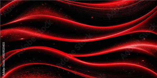 Abstract red background with flowing light lines, soft waves, and a fantasy star pattern texture