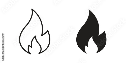 Flame icons illustration, line art, glyph style vectors