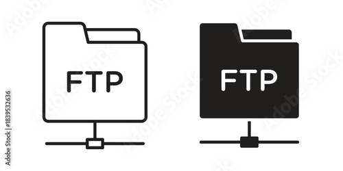 FTP icons illustration, line art, glyph style vectors