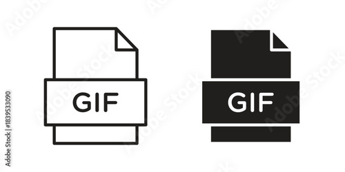 Gif icons illustration, line art, glyph style vectors