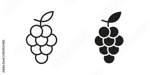 Grape icons illustration, line art, glyph style vectors